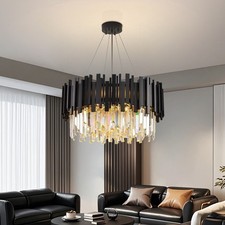Modern Clear K9 Crystal Ceiling Light Elegant Pendant Lights Height-Adjustable