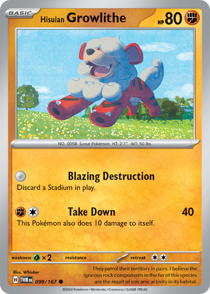 HISUIAN GROWLITHE 099/167 NM POKEMON WHISKER C NH0028-56