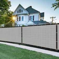8' x 50' Light Gray Privacy Screen Fence Windscreen Mesh Shade Net Cover Heav...