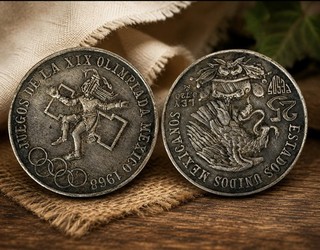 1968 Mexico 25 Pesos Silver Olympic Coin Ley .720 XIX Olympiad Mexico City 22.6g