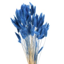 120 St&uuml;ck nat&uuml;rliche Hasenschw&auml;nze,getrocknete Blumen,43cm,Mini-Gras,Marineblau