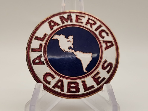 Emaillierte All America Kabel Inc. Arbeitgeberabzeichen Historischer Gegenstand - Bild 1 von 9