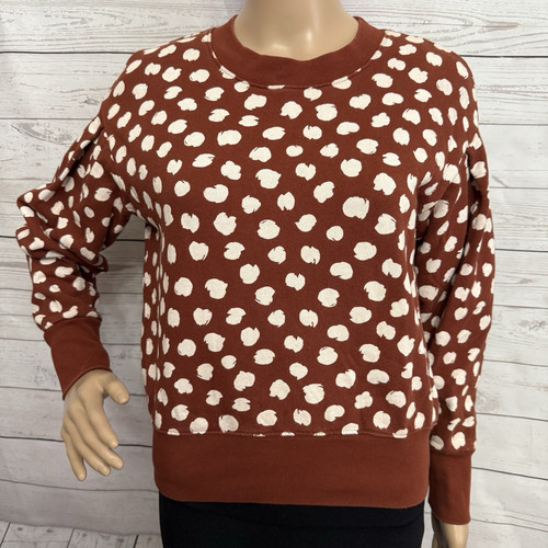 Sudadera Recortada Madewell XS Marrón Blanco Algodón Estampado Manga Larga Informal Top - Imagen 1 de 12