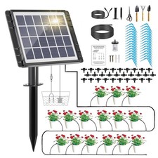 82FT Solar Drip Irrigation System, Auto Watering Kit for 30 Pots, Solar-Powered