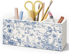 New Chinoiserie Floral Pen Holder Blue White Desk Decor Fast Shipping