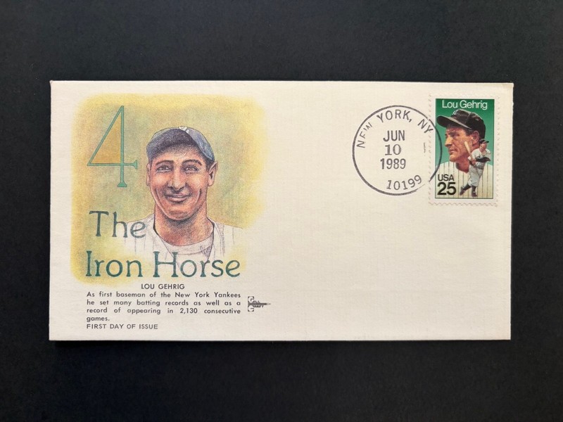 GandG Stamps US FDC #2417 Lou Gehrig 25c Gill Craft Color Cachet