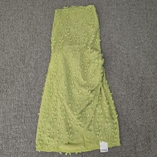 Cider Green Embroidered Sheer Mini Dress Lace Up Back Cottagecore S