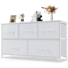 EDX 5 Drawer Dresser, Wide Chest of Drawer Storage Tower Storage Fabric Dresser 