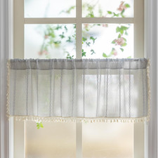 Boho Curtains Valance for Cafe Windows, Bohemian Short Curtains Light Filtering