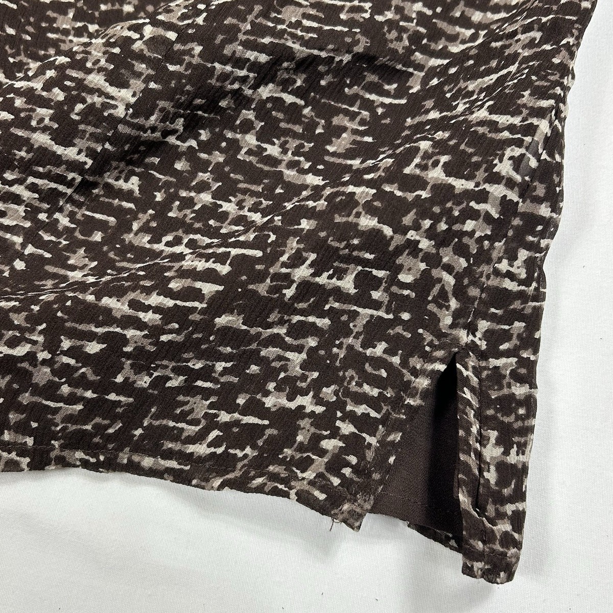 Pendleton Women’s 10 Pet. Brown Abstract Silk Top Skirt Set Lined Yoke Side Zip View 6