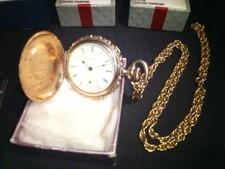 Antique Elgin National Watch Co Gold Filled Pocket Watch w/ Gold Filled Chain