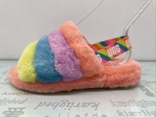 UGG Fluff Yeah PEACH BLISS Slippers Sheepskin Slingback Sandal Youth Size 6 38