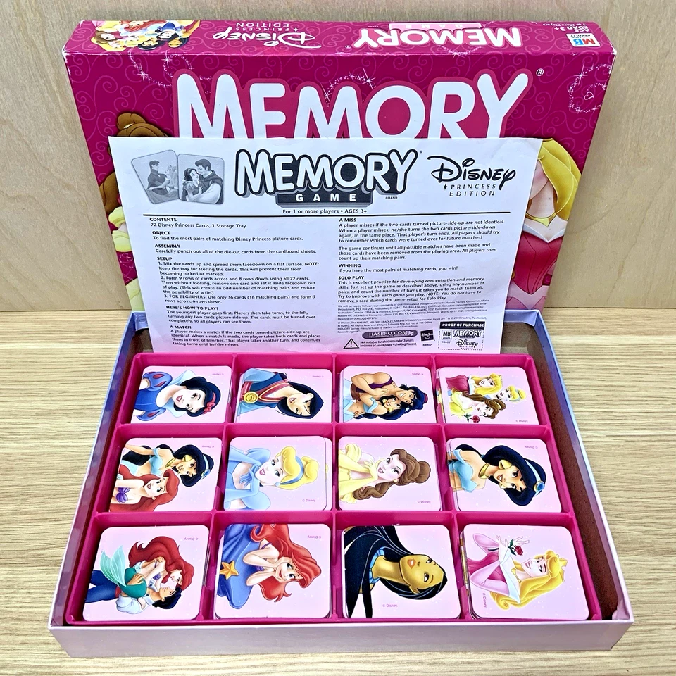 Disney Princess Memory Game by Milton Bradley – Complete Set / Box Little Wear - Image 3 of 4