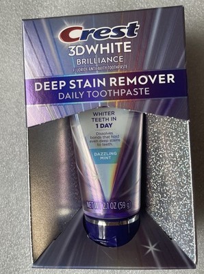 Crest 3D White Brilliance Deep Stain Remover Toothpaste Dazzling Mint 2.1 oz
