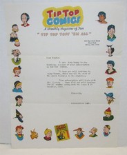 1940 Tip Top Comics Letter, Tarzan, Li'l Abner, Fritzi Ritz