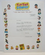 1940 Tip Top Comics Letter, Tarzan, Li'l Abner, Fritzi Ritz
