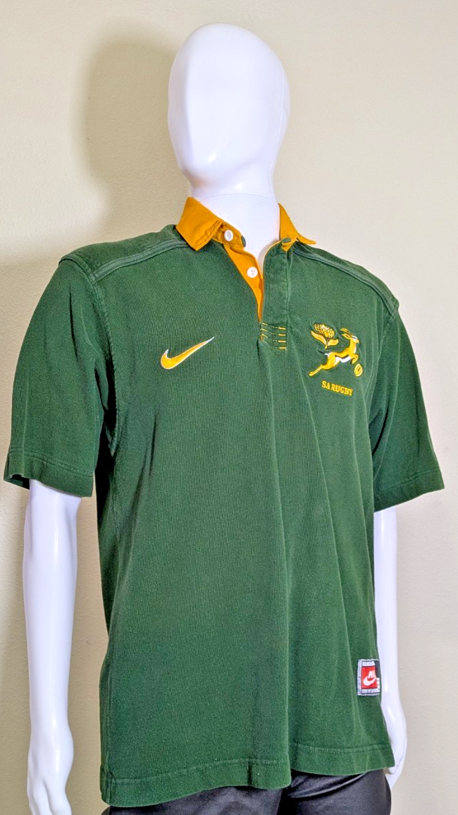 VINTAGE 90s Nike Springboks SA Rugby Jersey Shirt L Green Gold 22