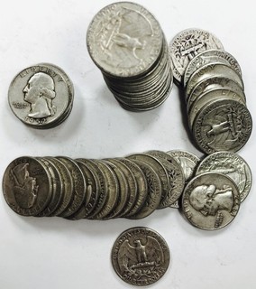 MIXED DATE WASHINGTON QUARTER LOT! 50 TOTAL PIECES! AMAZING! NR #P1759