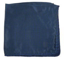 NWOT Italo Ferretti Satin Blue w Teal Dots Silk Pocket Square Italy 14"