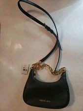 MICHAEL KORS CORA MINI ZIP POUCHETTE LEATHER BLK NEW $350