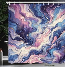 Purple Shower Curtain, Oil 69"W x 70"L Pack of 1 Quartz Mustard Azure Blue