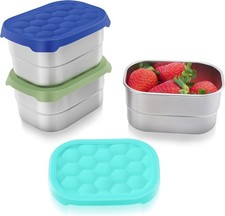 Small 1 CUP Stainless Steel Snack Containers for Kids Easy Open Leak Proof F