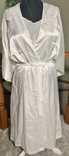 VTG 90s Intimo Amore Bridal Slip Dress Robe Set Lace Satin Nightgown Lingerie L