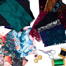 Whimsigoth-Themed Fabric Scrap Bundle - Dark Cottagecore, Textile Craft Supplies