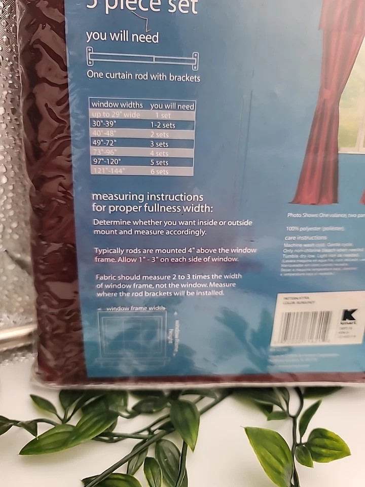 Essential Home 5 piece curtain set BURBUNDY  57” W X 84”L NEW - Image 4 of 4