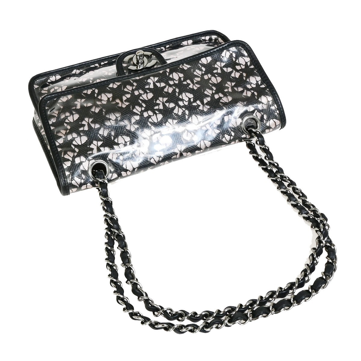CHANEL CC Black Lace Star Chain Shoulder Bag Vinyl Leather CHANEL CC Black Lace Star Chain Shoulder Bag Vinyl Leather