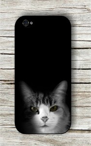 CAT-FACE-ON-BLACK-CASE-FOR-iPHONE-4-5-5c-6-urt6X