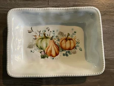 Pier1 Imports Ovenware Baking Casserole Dish White Pumpkins Squash