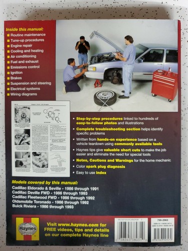 Haynes Repair Manual 38031 Cadillac, Oldsmobile, Buick. 1986 thur 1993 - Picture 2 of 2
