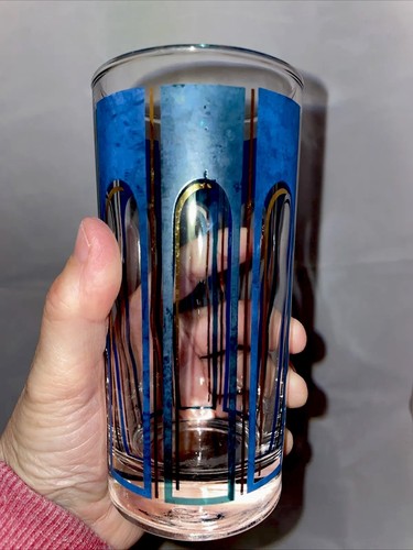 Set of 4 Libby Mid-Century Modern Highball Cocktail Glasses Gold Tumblers - Picture 3 of 8