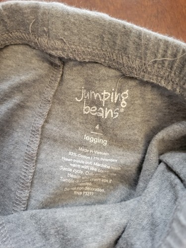 Girls Jumping Beans Gray Love Leggings Size 4 - Picture 3 of 3