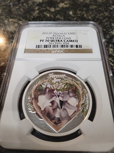 2012P Tuvalu Forever Love Koalas Colorized NGC PF70UCAM PF 70 Silver Top Pop 