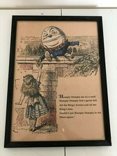 VINTAGE HUMPTY DUMPTY NURSERY RHYME FRAMED ART PRINT 15" X 21"