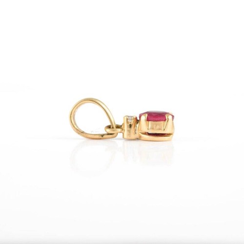 Natural Ruby and Diamonds Solid 10K Gold Pendant Charm Pendant Christmas Gift - Picture 3 of 4