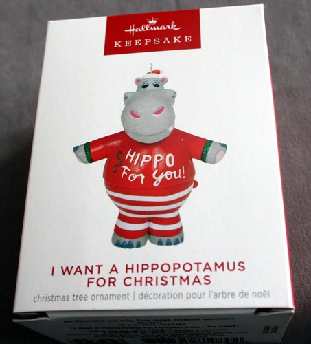 2023 I WANT A HIPPOPOTAMUS FOR CHRISTMAS MAGIC SOUND HALLMARK KEEPSAKE ORNAMENT - Picture 3 of 4