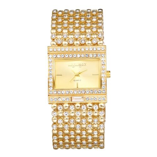 Rectangular Bracelet Watch for Women: Iced Out Rhinestone  display picture 3
