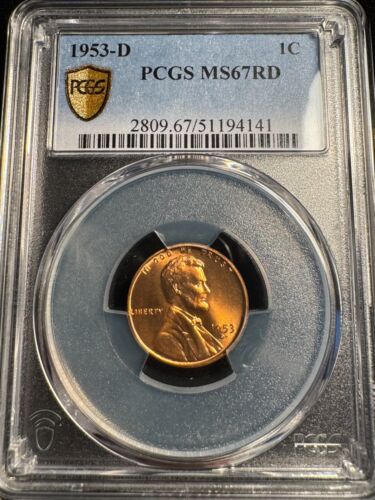 PCGS MS67RD 1953-D Lincoln Wheat Cent Red - Picture 2 of 3