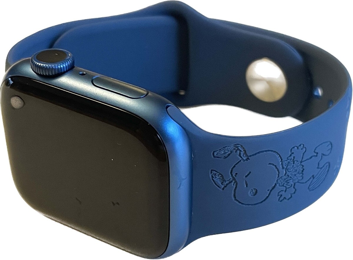 ラベンダー Snoopy Flower Power Engraved Silicone Apple Watch Band size