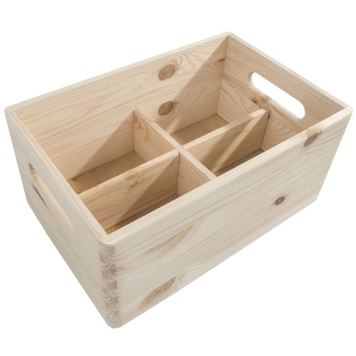 Medium Plain Wooden Storage Box /Handles & Removable Compartments/ To Decorate - Picture 11 of 11