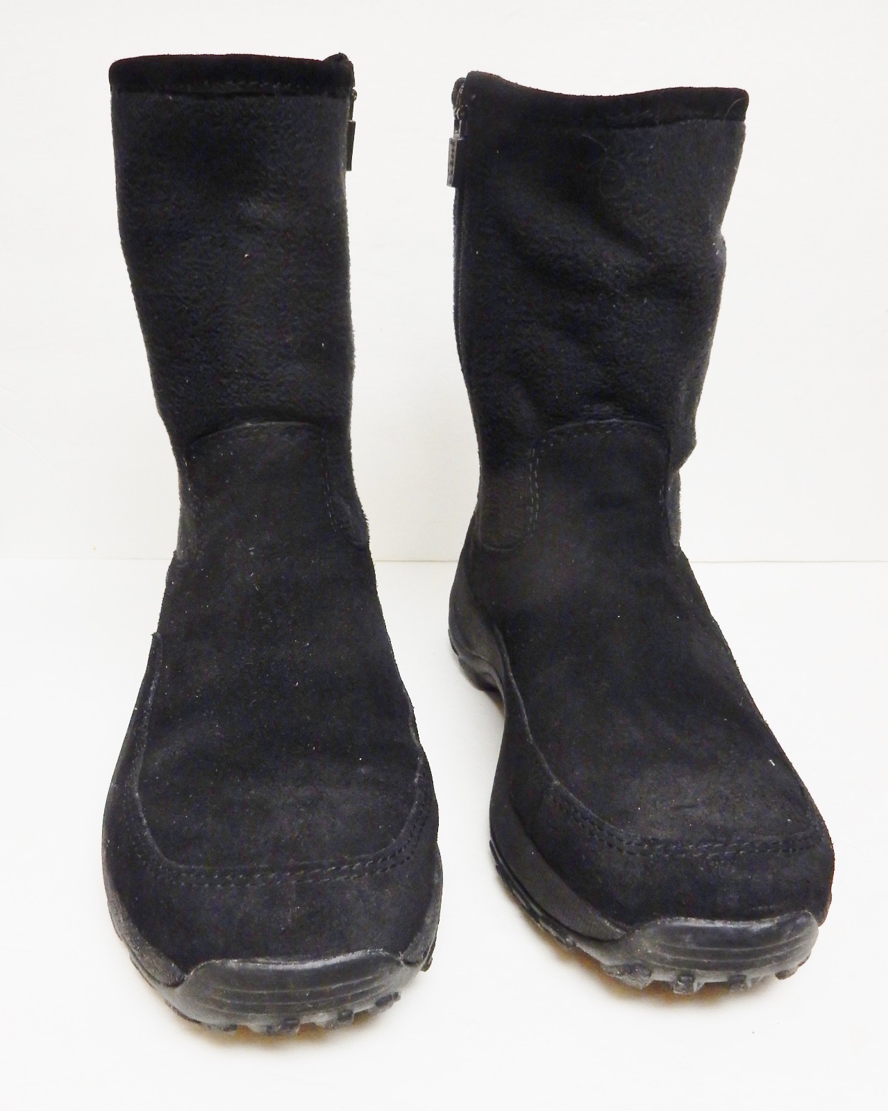 LL Bean Boots Black Suede Lined Zip Up Winter Snow Above Ankle Women's