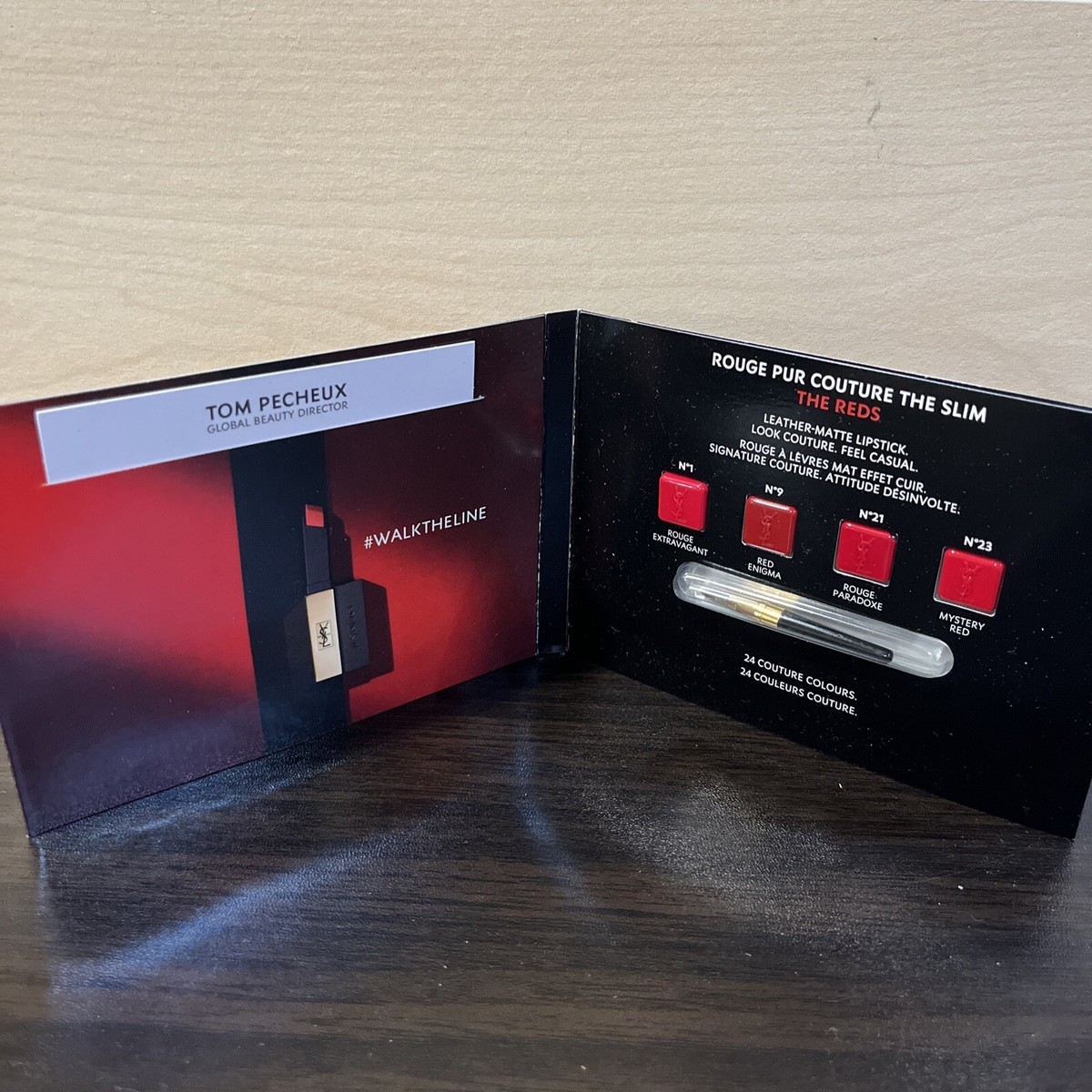 YSL 2x Lip Rouge Pur Couture & 1xVolupte Shine Sample Card w/MINI