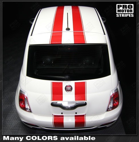 Fiat 500 2007-2015 Over-The-Top Double Stripes Decals (Choose Color) - Picture 2 of 3