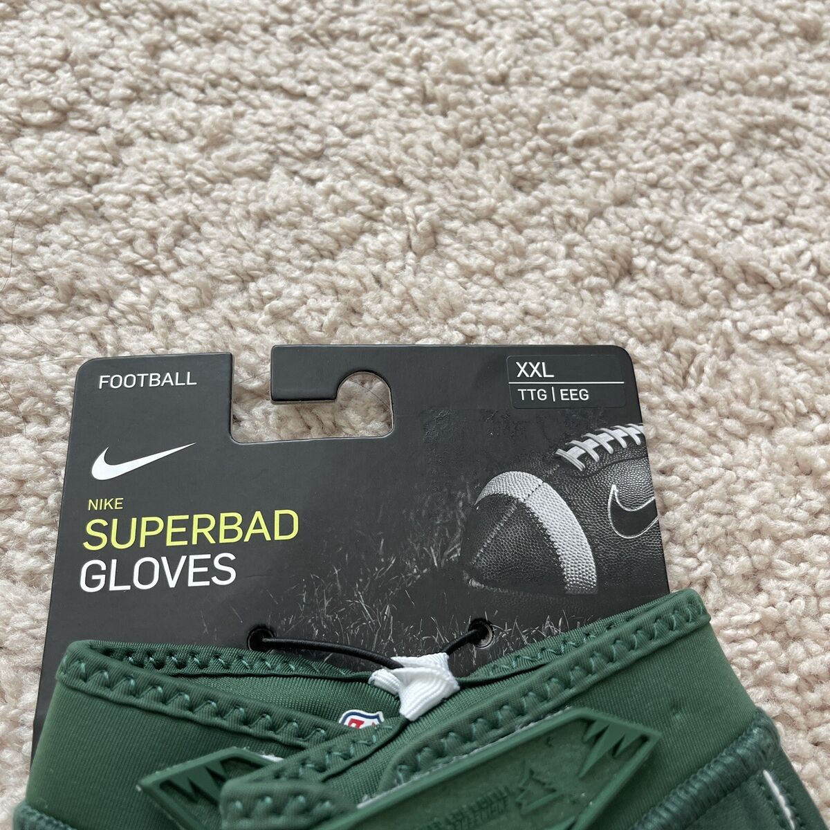 Nike Superbad 6.0 Football Gloves Green White Men's Size 2XL Nike Superbad 6.0 Football Gloves Green White Men's Size 2XL