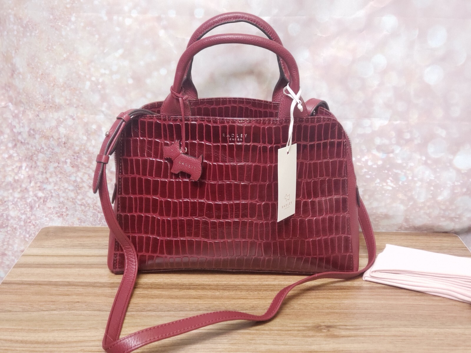 Radley London Millbank Leather Grab Multiway Tote Handbag - Merlot Croc