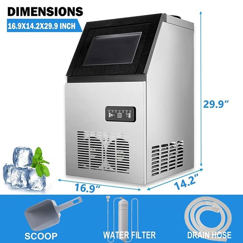 58KG/24H Commercial Ice Maker Stainless Steel Ice Cube Machine Restaurant Bar - Picture 2 of 18