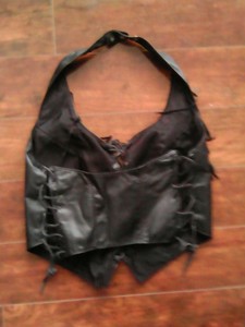 black leather halter top